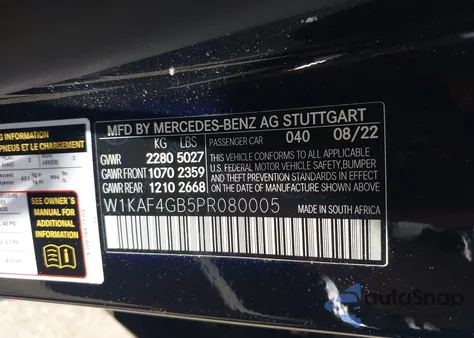 2023 Mercedes-Benz C 300 Sedan from USA, damaged, VIN W1KAF4GB5PR080005